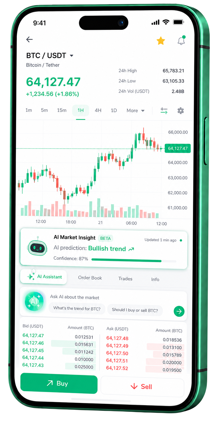 App mobile di trading Merlo Fondenza in esecuzione su uno smartphone